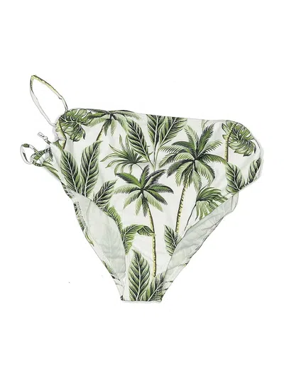 Pre-owned Unbranded Swimsuit Top Green Tropical Pattern Swimwear