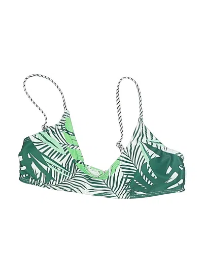 Pre-owned Unbranded Swimsuit Top Green Tropical Pattern Swimwear
