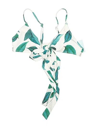 Pre-owned Unbranded Swimsuit Top Green Tropical Pattern Swimwear