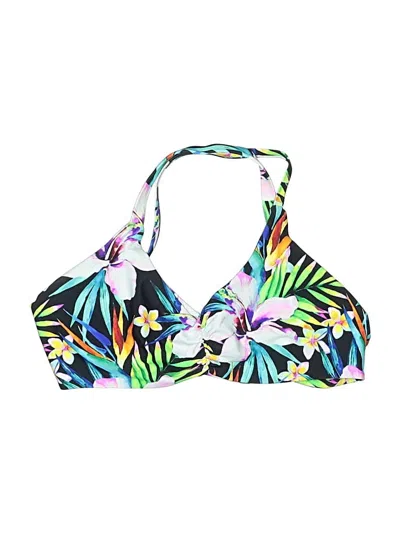 Pre-owned Unbranded Swimsuit Top Green Tropical Pattern Swimwear