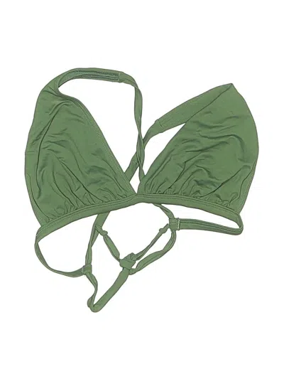 Pre-owned Unbranded Swimsuit Top Green Tropical Pattern Swimwear