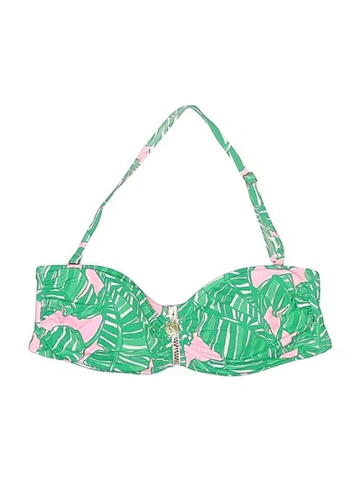 Pre-owned Unbranded Swimsuit Top Green Tropical Pattern Swimwear