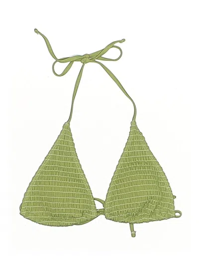 Pre-owned Unbranded Swimsuit Top Green Tweed Pattern Swimwear