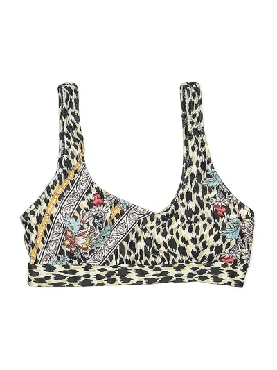 Pre-owned Unbranded Swimsuit Top Ivory Animal Print Pattern Swimwear In White