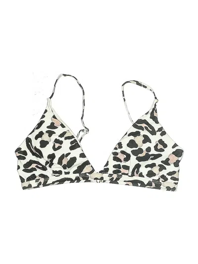 Pre-owned Unbranded Swimsuit Top Ivory Animal Print Pattern Swimwear In White