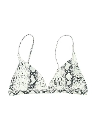 Pre-owned Unbranded Swimsuit Top Ivory Animal Print Pattern Swimwear In White