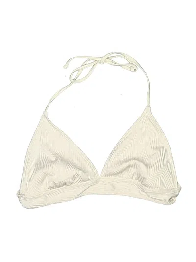 Pre-owned Unbranded Swimsuit Top Ivory Chevron/herringbone Pattern Swimwear In White