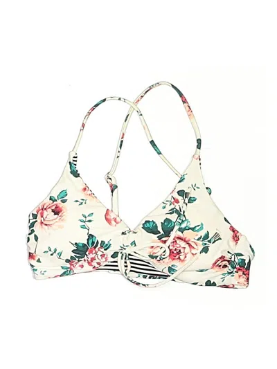 Pre-owned Unbranded Swimsuit Top Ivory Floral Pattern Swimwear