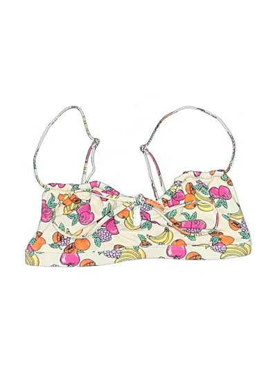 Pre-owned Unbranded Swimsuit Top Ivory Floral Pattern Swimwear