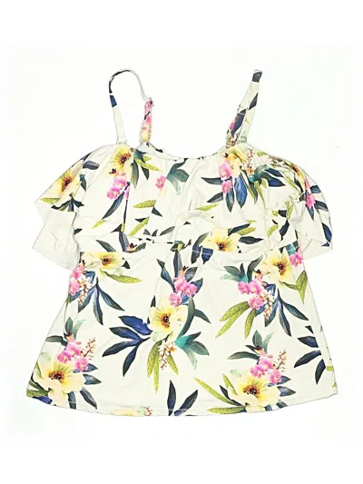 Pre-owned Unbranded Swimsuit Top Ivory Floral Pattern Swimwear In White