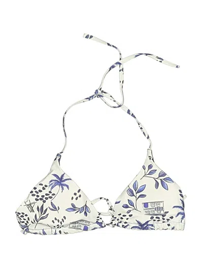 Pre-owned Unbranded Swimsuit Top Ivory Floral Pattern Swimwear In White