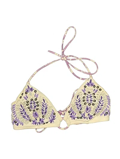 Pre-owned Unbranded Swimsuit Top Ivory Halter Neckline Swimwear In White