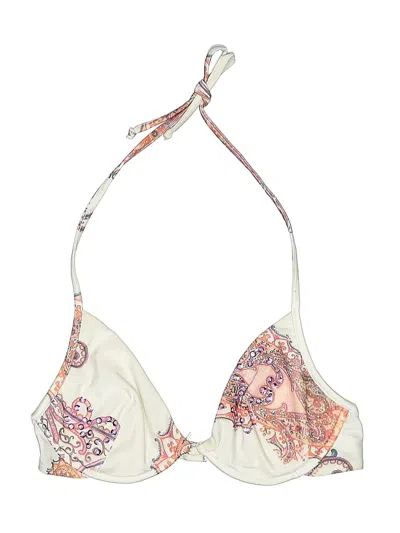 Pre-owned Unbranded Swimsuit Top Ivory Paisley Pattern Swimwear In White