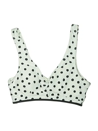 Pre-owned Unbranded Swimsuit Top Ivory Polka Dots Pattern Swimwear In White