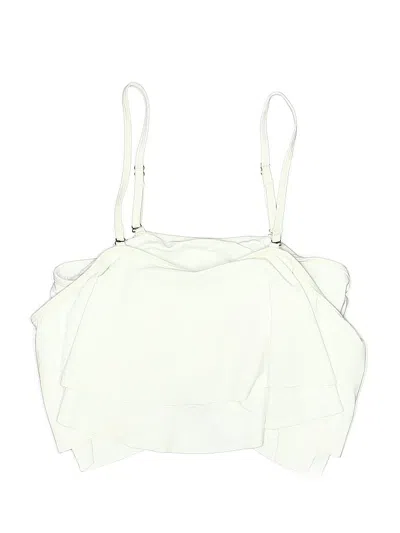 Pre-owned Unbranded Swimsuit Top Ivory Solid Pattern Swimwear In White