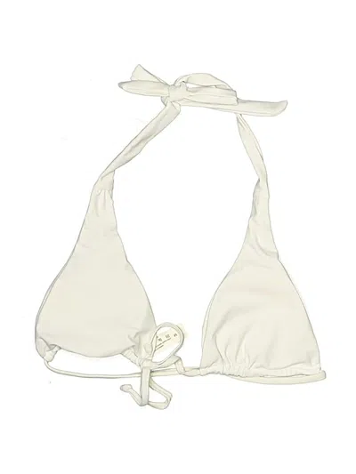 Pre-owned Unbranded Swimsuit Top Ivory Solid Pattern Swimwear In White