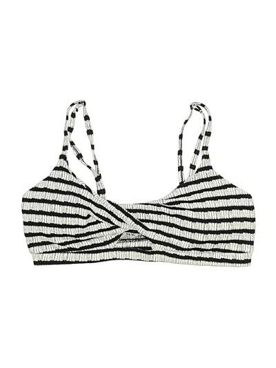 Pre-owned Unbranded Swimsuit Top Ivory Stripes Pattern Swimwear