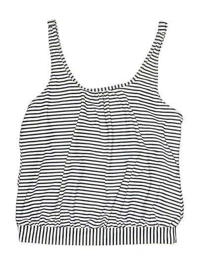 Pre-owned Unbranded Swimsuit Top Ivory Stripes Pattern Swimwear In White