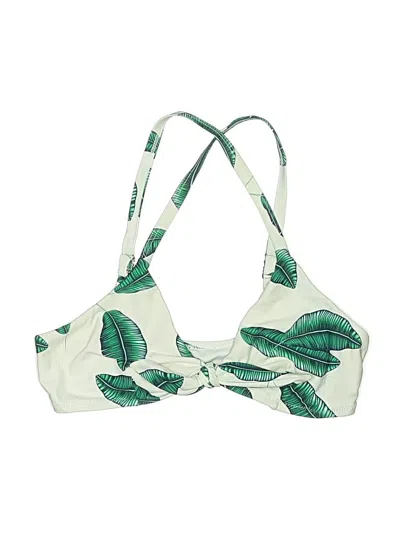 Pre-owned Unbranded Swimsuit Top Ivory Tropical Pattern Swimwear In White