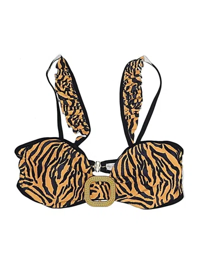 Pre-owned Unbranded Swimsuit Top Orange Animal Print Pattern Swimwear