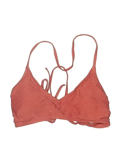 Pre-owned Unbranded Swimsuit Top Orange Chevron/herringbone Pattern Swimwear