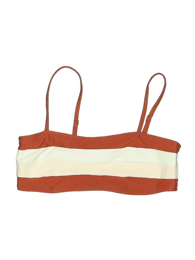 Pre-owned Unbranded Swimsuit Top Orange Color Block Pattern Swimwear