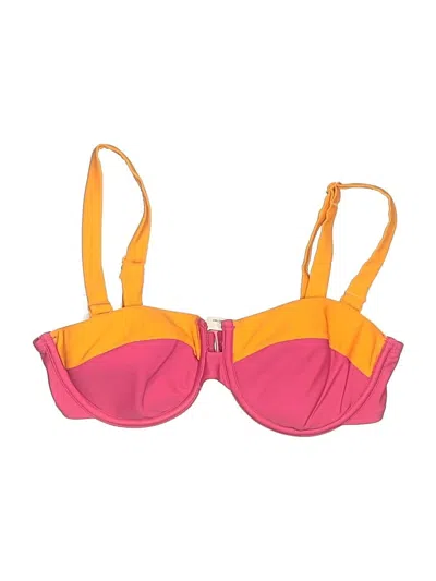 Pre-owned Unbranded Swimsuit Top Orange Color Block Pattern Swimwear