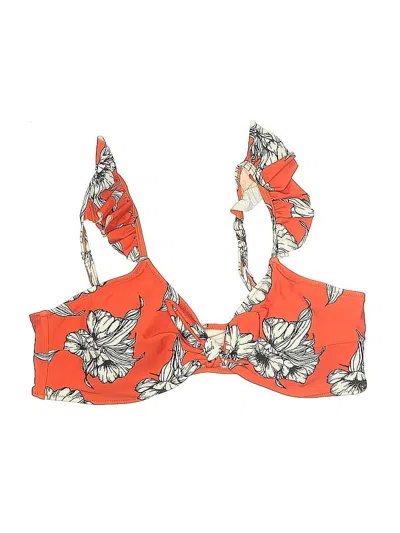 Pre-owned Unbranded Swimsuit Top Orange Floral Pattern Swimwear