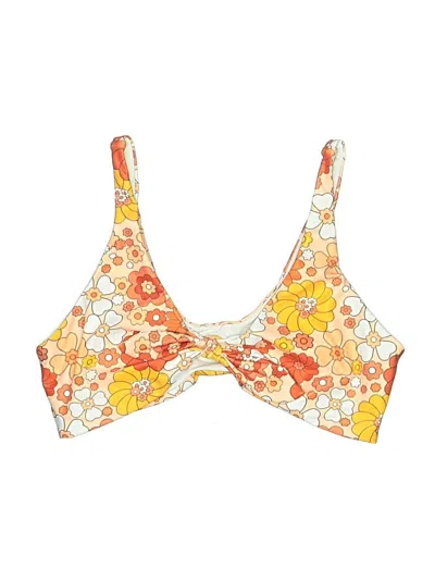 Pre-owned Unbranded Swimsuit Top Orange Floral Pattern Swimwear
