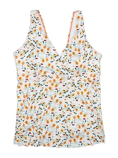 Pre-owned Unbranded Swimsuit Top Orange Floral Pattern Swimwear