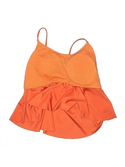 Pre-owned Unbranded Swimsuit Top Orange Solid Pattern Swimwear