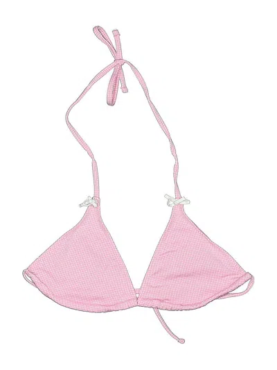 Pre-owned Unbranded Swimsuit Top Pink Checkered/gingham Pattern Swimwear