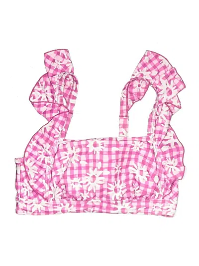 Pre-owned Unbranded Swimsuit Top Pink Checkered/gingham Pattern Swimwear