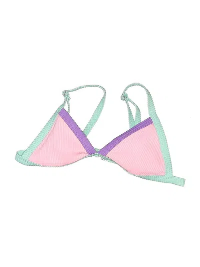 Pre-owned Unbranded Swimsuit Top Pink Color Block Pattern Swimwear