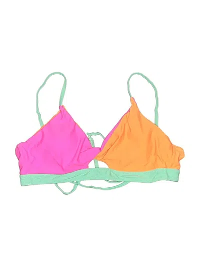 Pre-owned Unbranded Swimsuit Top Pink Color Block Pattern Swimwear