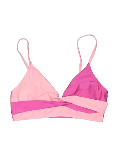 Pre-owned Unbranded Swimsuit Top Pink Color Block Pattern Swimwear