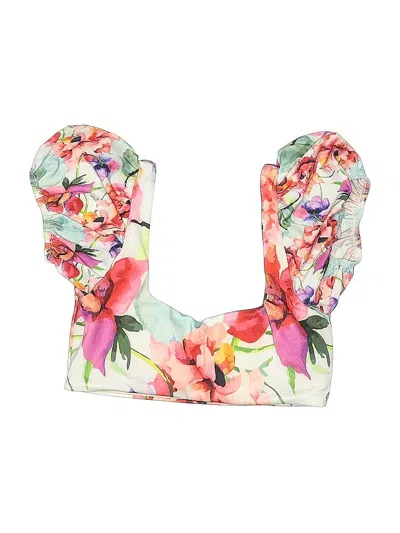 Pre-owned Unbranded Swimsuit Top Pink Floral Pattern Swimwear