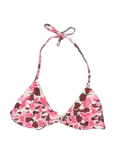 Pre-owned Unbranded Swimsuit Top Pink Hearts Pattern Swimwear