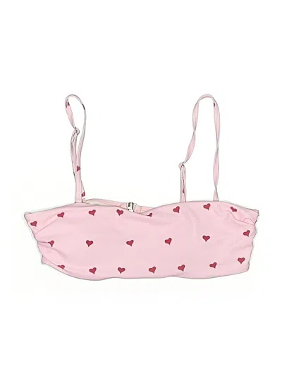 Pre-owned Unbranded Swimsuit Top Pink Hearts Pattern Swimwear