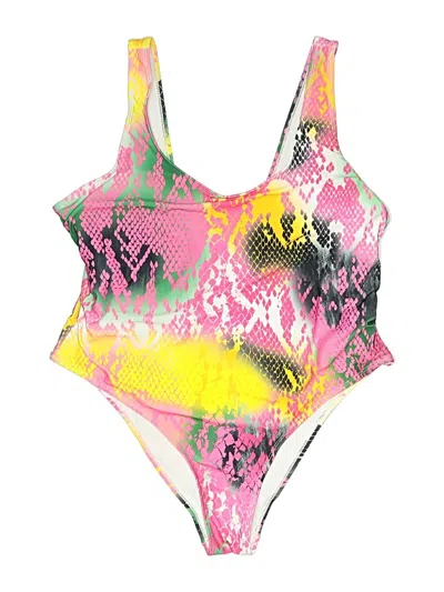 Pre-owned Unbranded Swimsuit Top Pink Print Pattern Swimwear