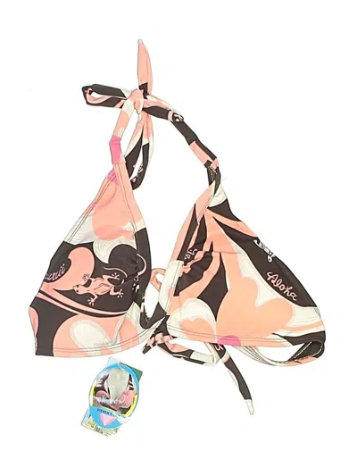 Unbranded Swimsuit Top Pink Print Pattern Swimwear In Multi