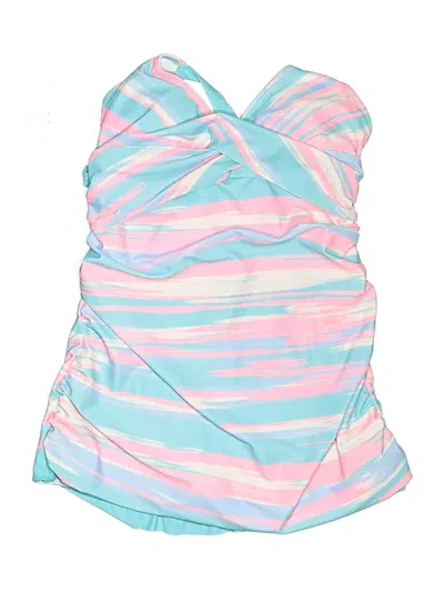 Pre-owned Unbranded Swimsuit Top Pink Stripes Pattern Swimwear