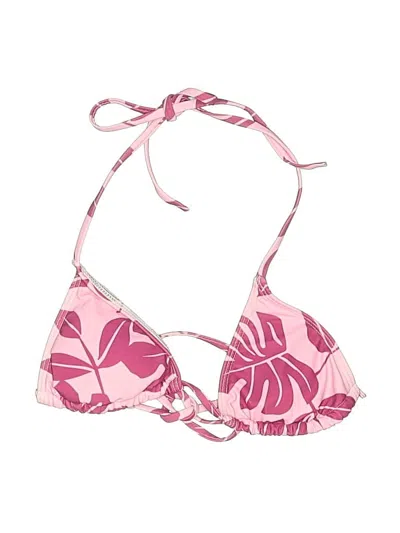 Pre-owned Unbranded Swimsuit Top Pink Tropical Pattern Swimwear