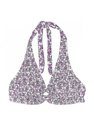 Pre-owned Unbranded Swimsuit Top Purple Floral Pattern Swimwear