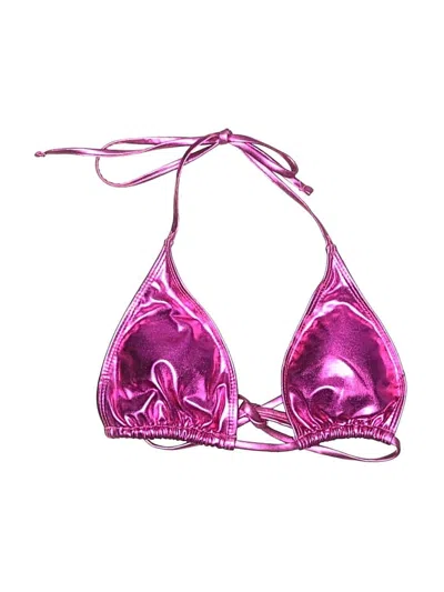 Pre-owned Unbranded Swimsuit Top Purple Metallic Pattern Swimwear