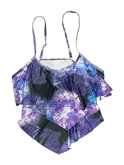 Pre-owned Unbranded Swimsuit Top Purple Print Pattern Swimwear
