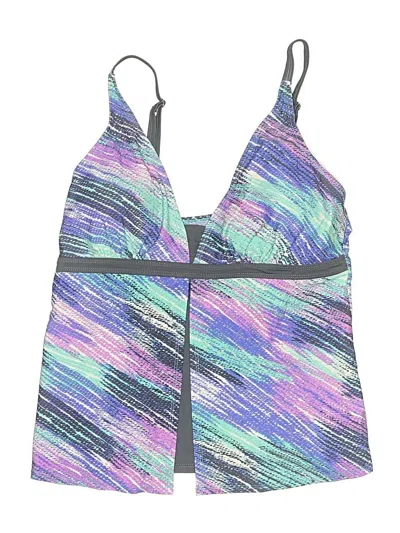 Pre-owned Unbranded Swimsuit Top Purple Print Pattern Swimwear