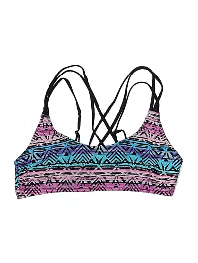 Pre-owned Unbranded Swimsuit Top Purple Print Pattern Swimwear
