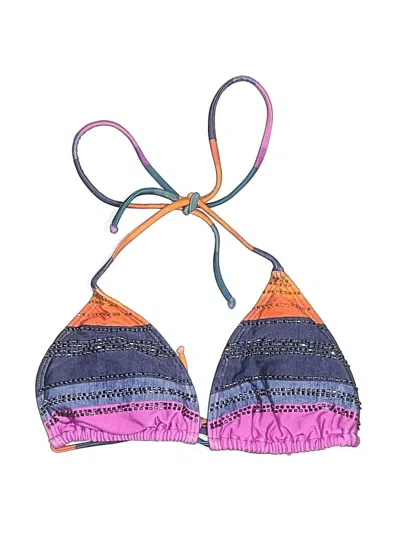 Pre-owned Unbranded Swimsuit Top Purple Print Pattern Swimwear