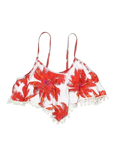 Pre-owned Unbranded Swimsuit Top Red Floral Pattern Swimwear